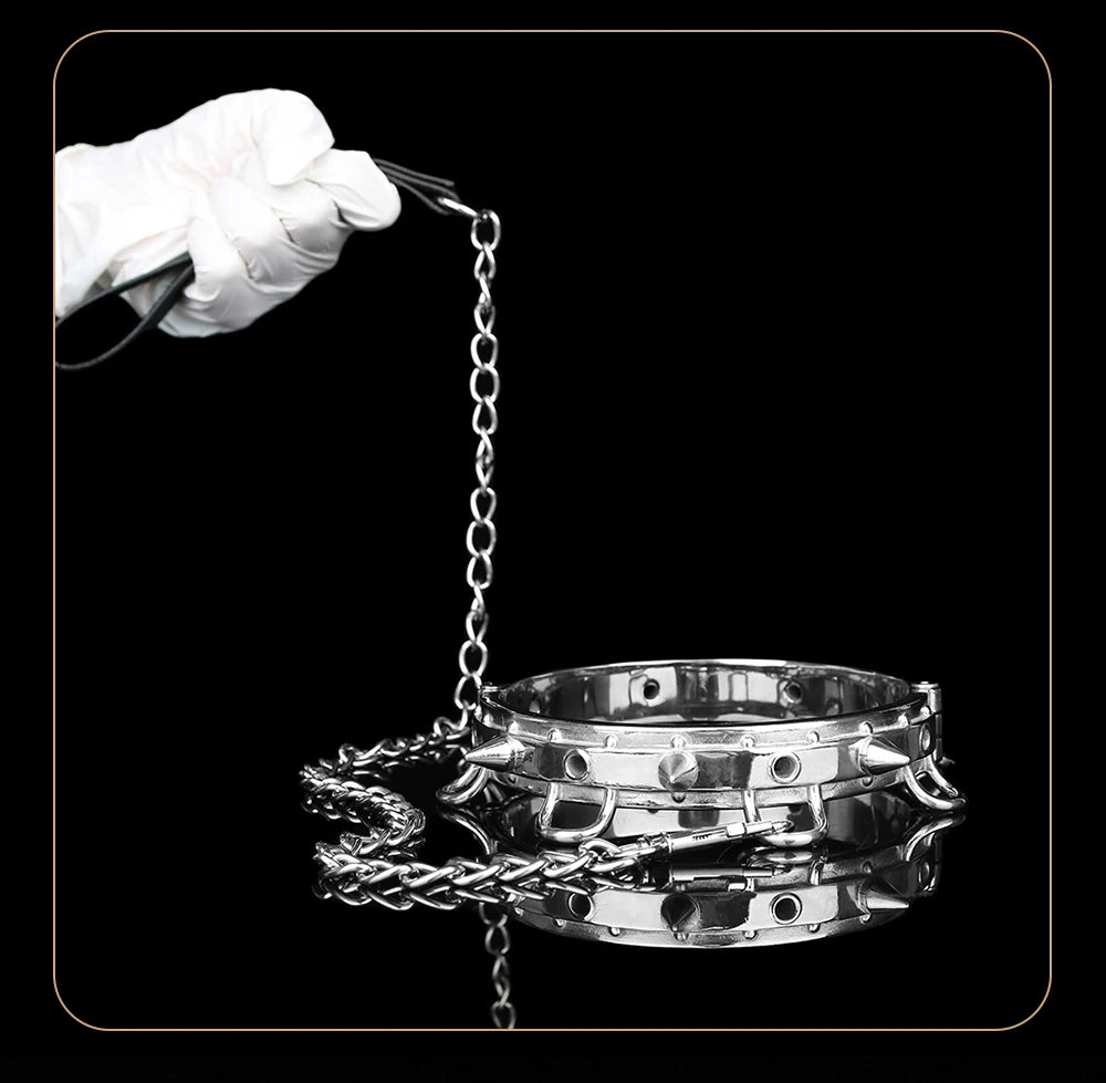SHAZ Thick Heavy Collar Neck Sleeve Lockable Slave Dog Hentai Stainless Choker BDSM Accessories Adult Game Sex Toy Men Women 18+