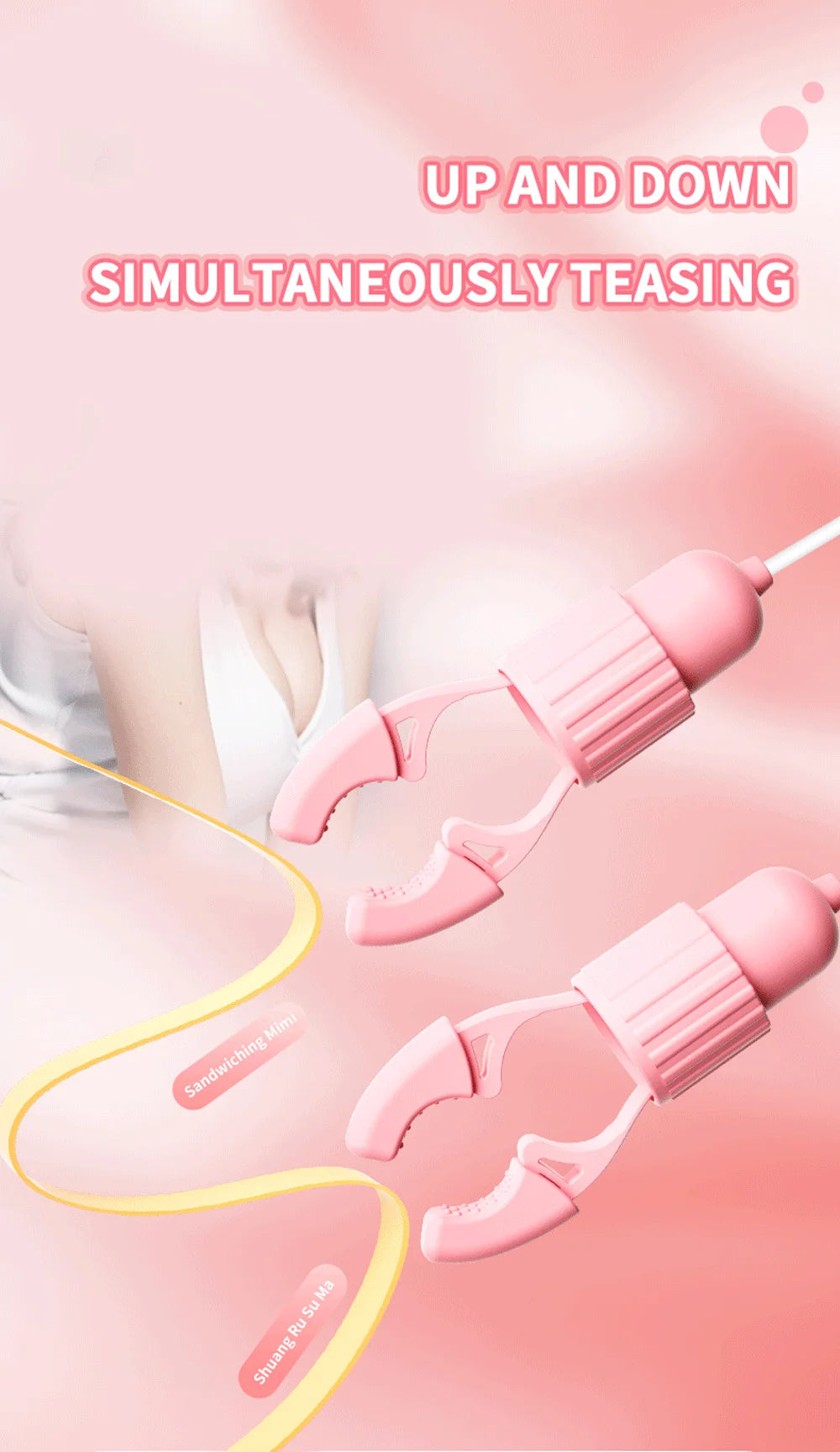 Nipple Clamps Vibrator Breast Massage Tongue Licking Sucking Vibrating Clit Stimulator Female Maturbator Adult Sex Toy For Women
