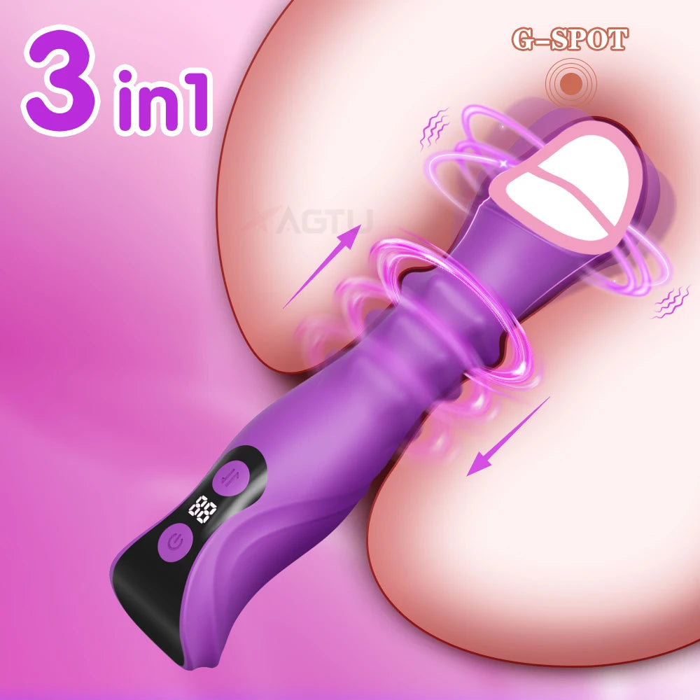 Sex Toys Telescopic Swing Vibrator for Women 3 in 1 Clitoris G Spot Stimulator Thrusting Beads Dildo for Female Adult Toys 18+
