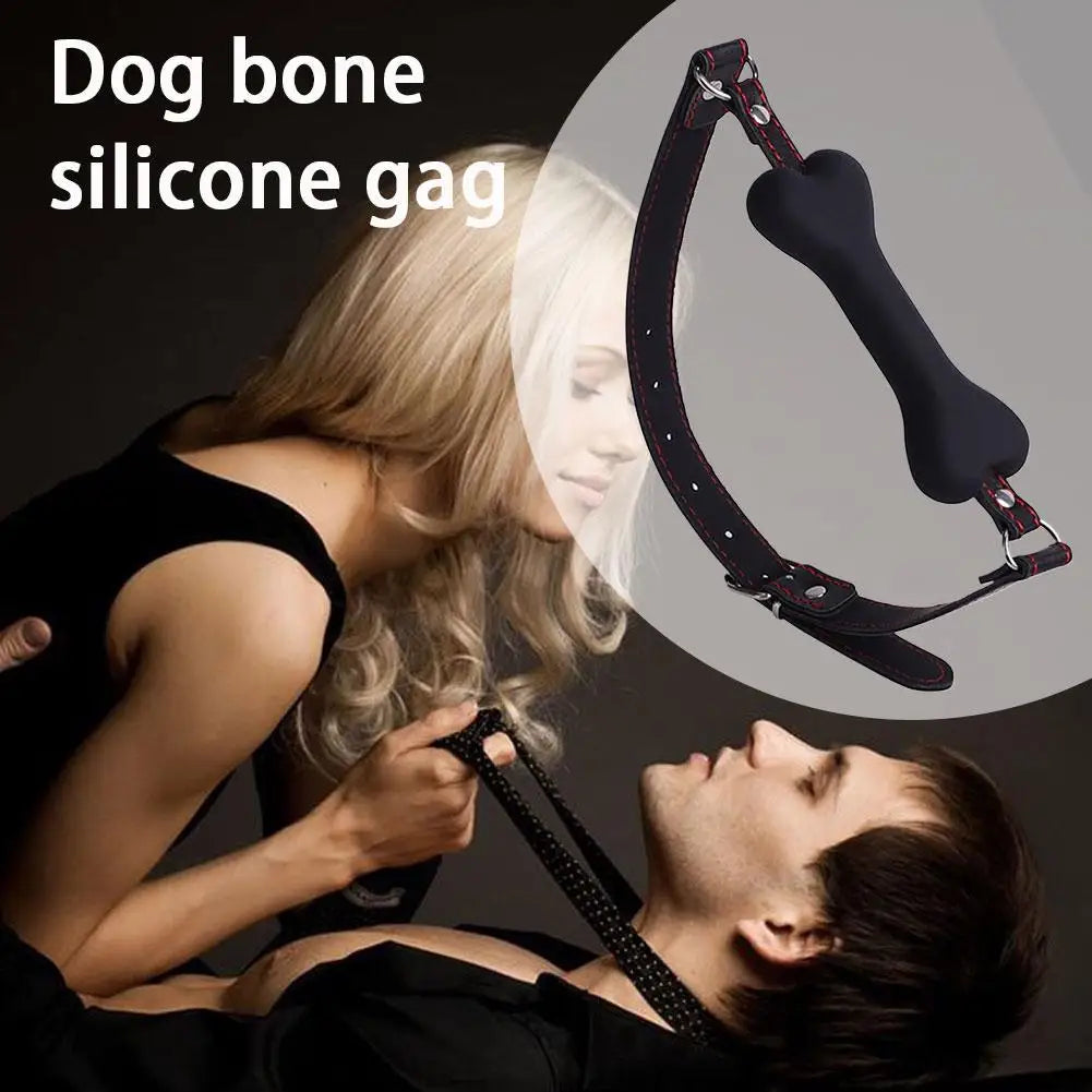 Silicone Dog Bone Bite Mouth Gag SM Restraints Bondage Harness Belt Adult SM Games Gag Ball Sex Toys For Couples Erotic Tool