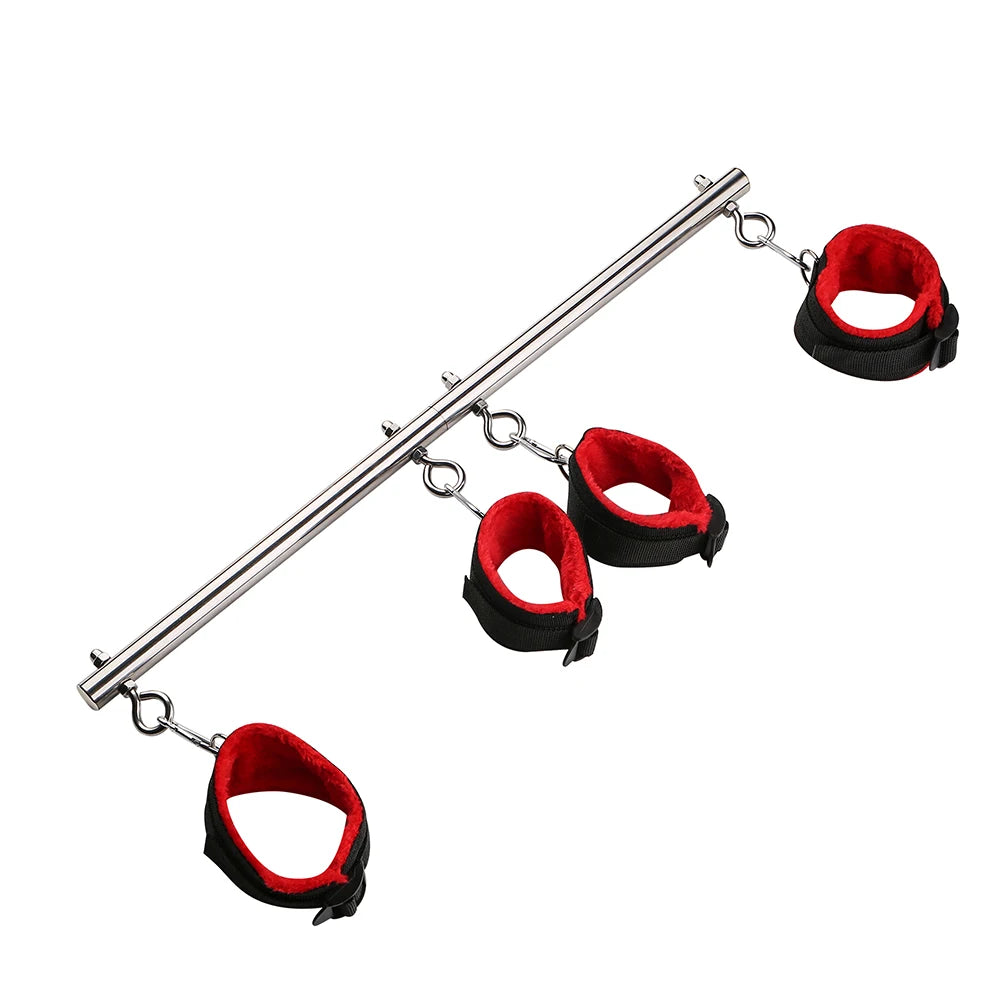BDSM Bondage Set Stainless Steel Extend Spreader Bar Sex Slave Handcuffs Ankle Cuffs Fetish Restraints Adult Sex Toys for Couple