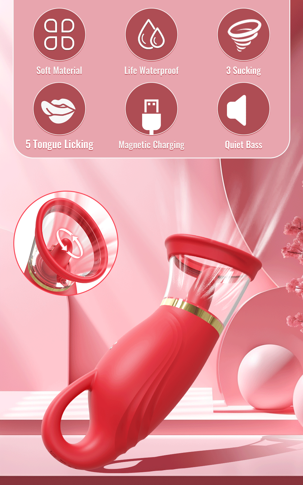 Vibrator Adult Sex Toys for Women Sucking Vibrator Rose-Sex Toy 3 Sucking 9 Tongue Licking Vibrating G Spot Vibrators Adult 18+