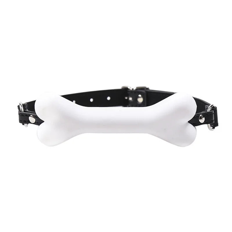 Cute Solid Leather Harness Mouth Silicone Dog Bone Ball Gag BDSM mouthPlug Couples Flirting Sex Products Erotic toys Adult Games
