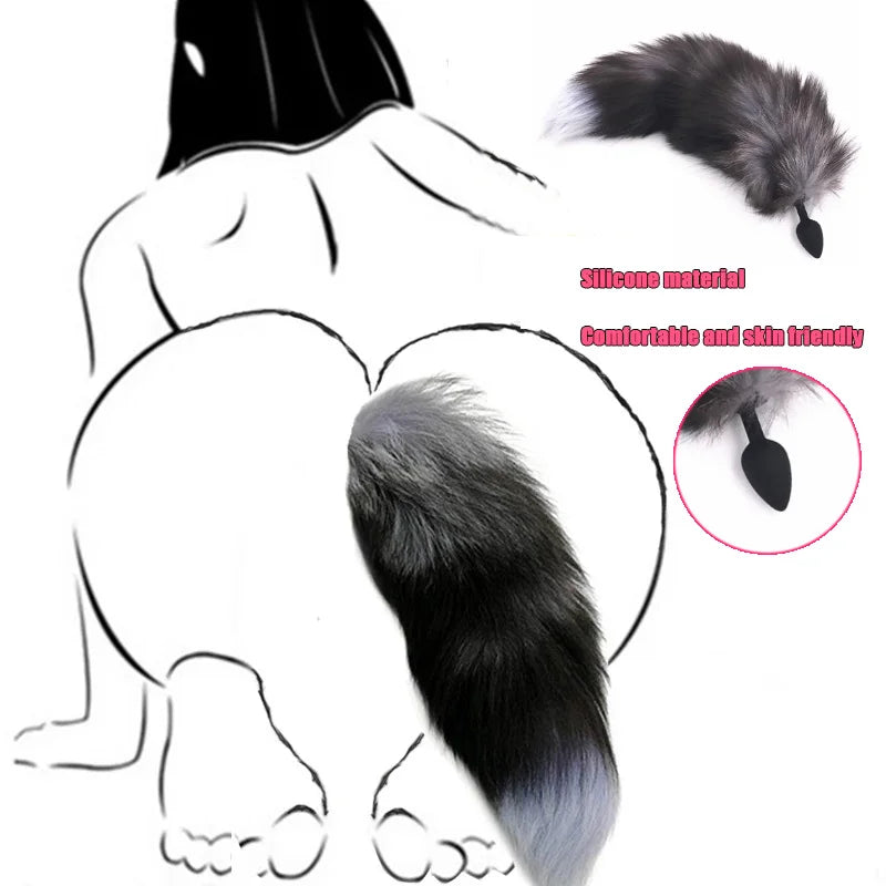 Small Size Sex Toy Tail Sexy Fox Tail Anal Plug Silicone Adult Products Cosplay Woman Men Anal Butt Plug Adults Game Couple Toys
