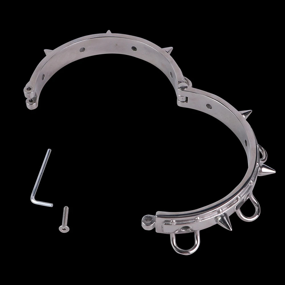 SHAZ Thick Heavy Collar Neck Sleeve Lockable Slave Dog Hentai Stainless Choker BDSM Accessories Adult Game Sex Toy Men Women 18+