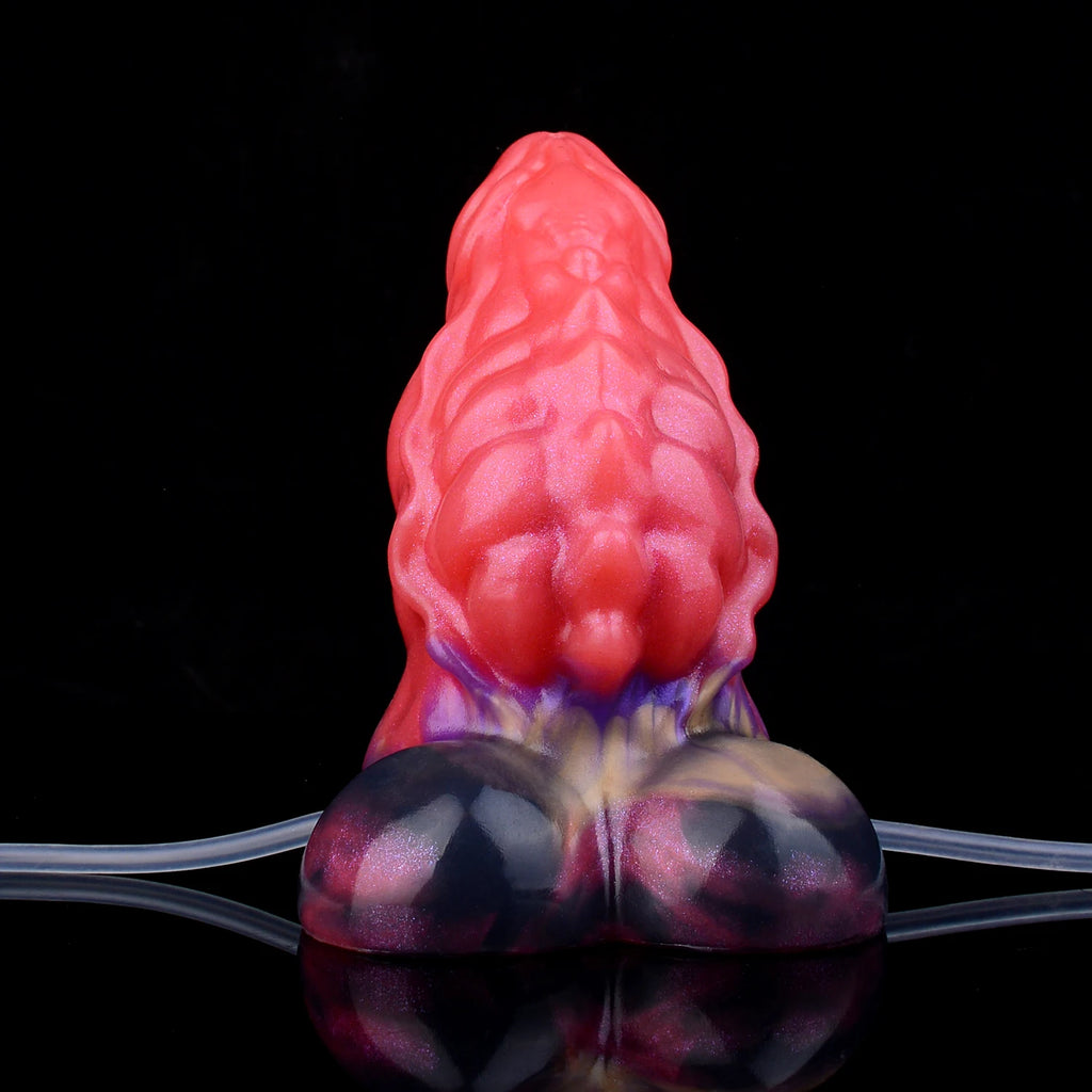 NNSX Squirting Silicone Dog Dildo Inflatable Dick Fantasy Fishbone Pattern Butt Plug Anal Sex Toys For Women Sexy Adult Supplies