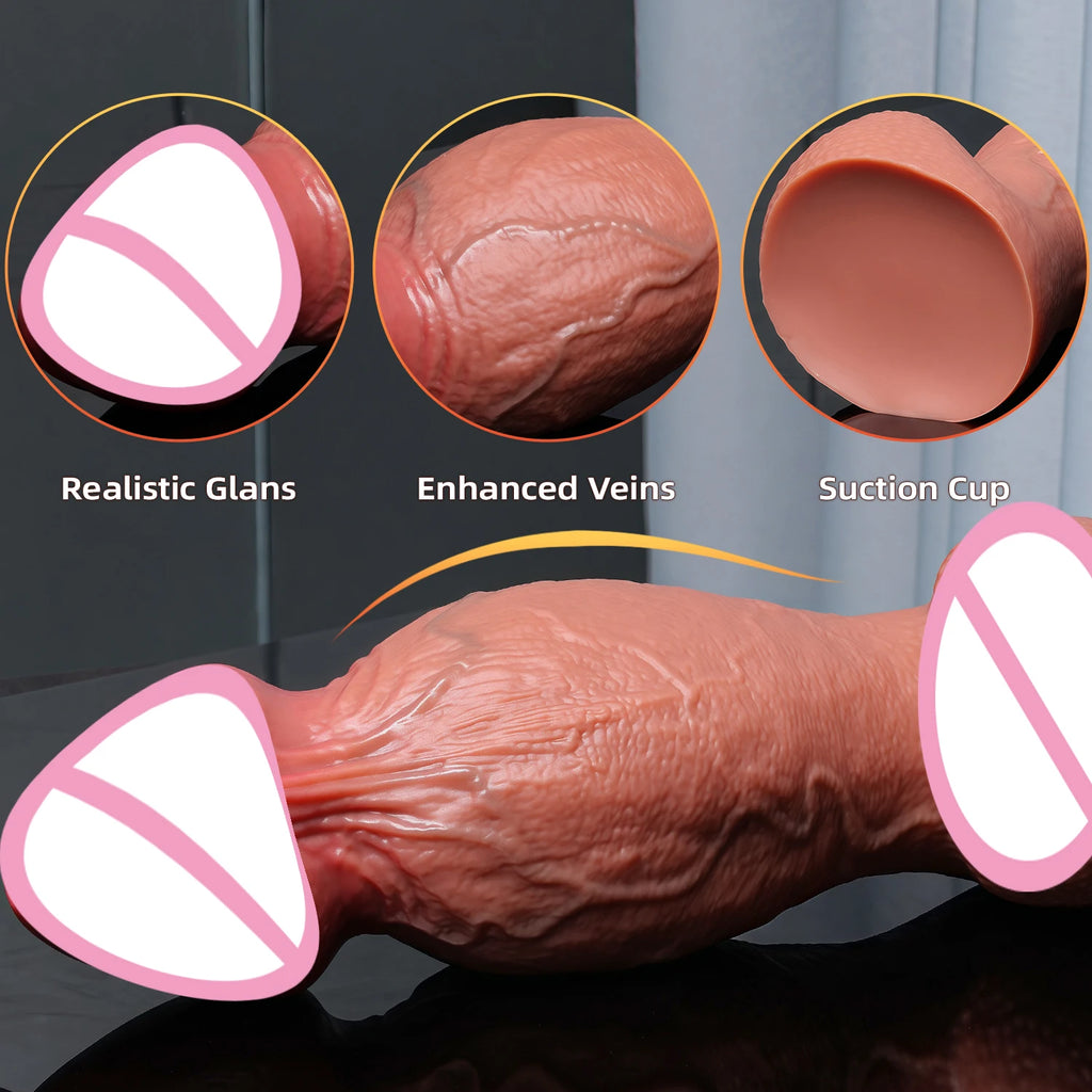 Realistic Skin Super Soft Thick Silicone Big Penis Women Vaginal Man Anal Sex Adult Toy Suction Cup Dick Big Masturbators Glans