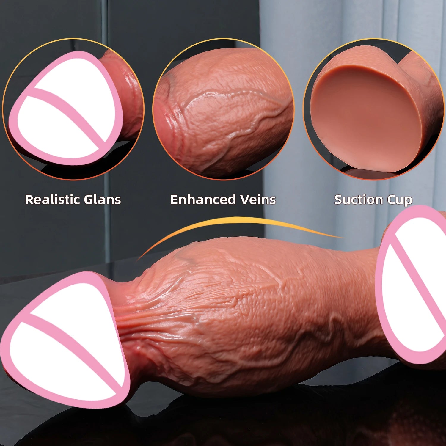 Realistic Skin Super Soft Thick Silicone Big Penis Women Vaginal Man Anal Sex Adult Toy Suction Cup Dick Big Masturbators Glans