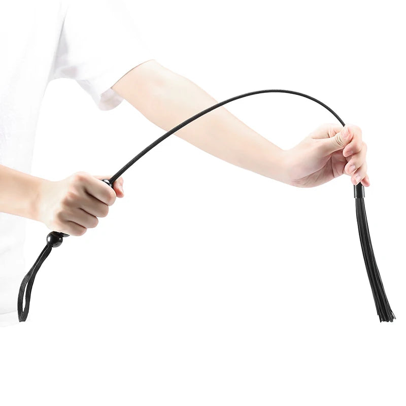 48.5cm Six Beads Handle Silicone Tassels Top Long Straight Whip Riding Crop Flogger Paddle Slapper Horse Training Dressage Whips