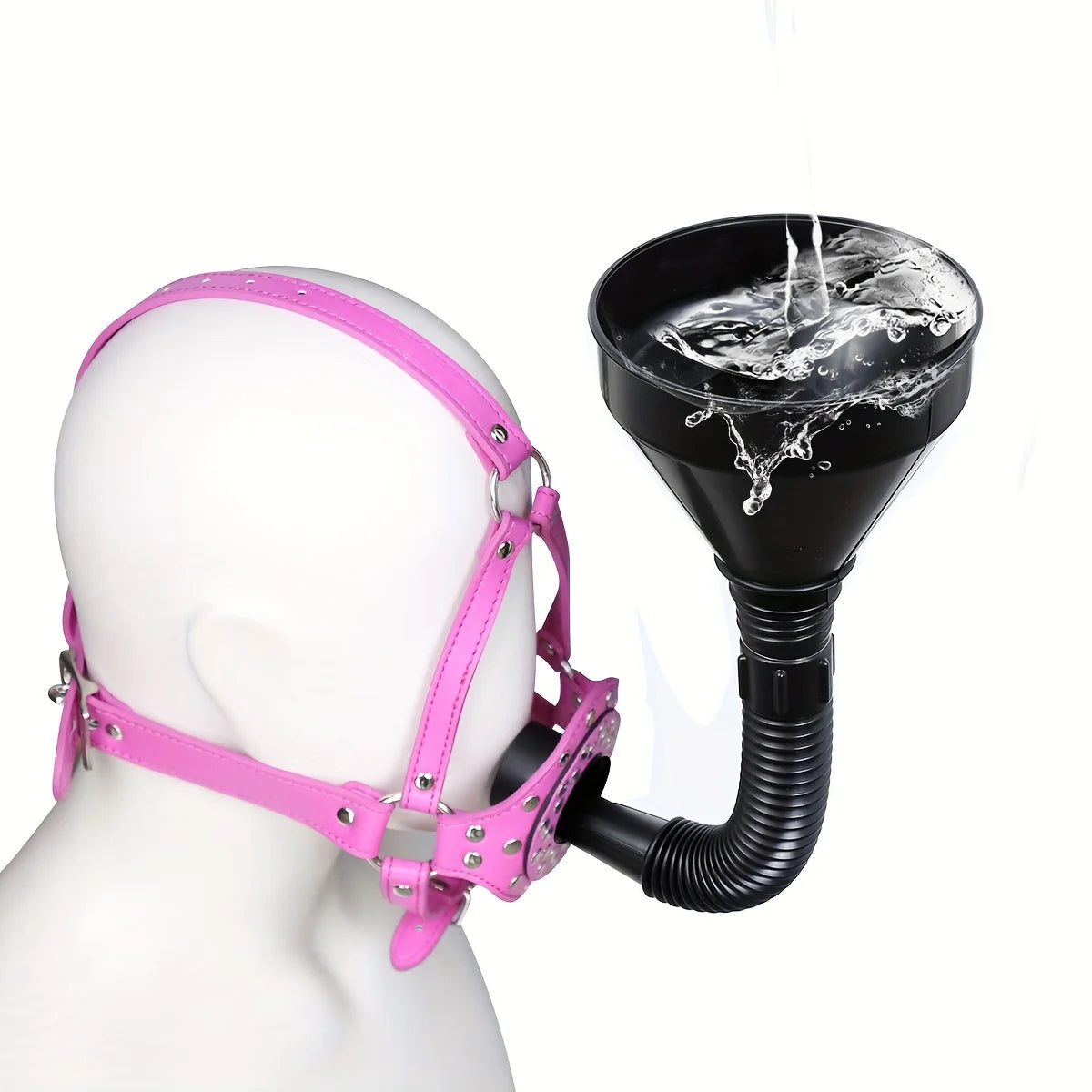 Funnel Mouth Gag Head Harness Slave Bondage Restraints Ball Gag BDSM Adult Flirting Sex Bondage Play Toys for Women and Couples