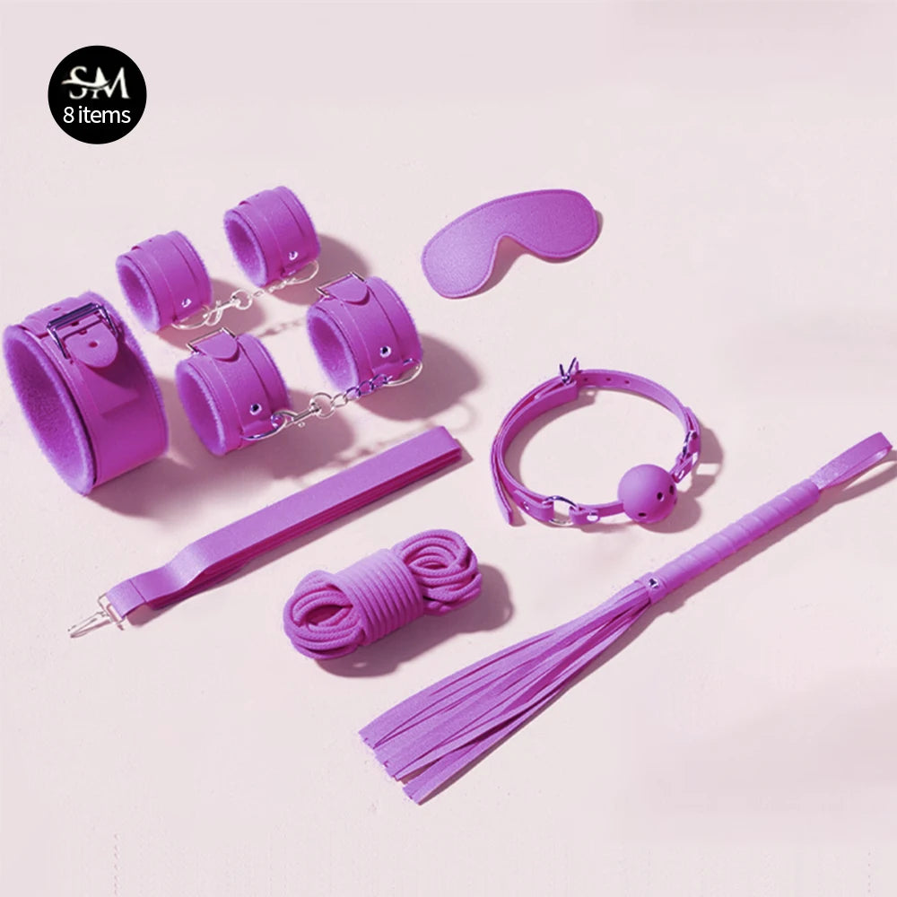 Bdsm Bondage Set Restraint Adult Game Handcuff Neck Collar Wrist Mouth Gag Strap Fetish SM Sex Toys for Woman Couples Product