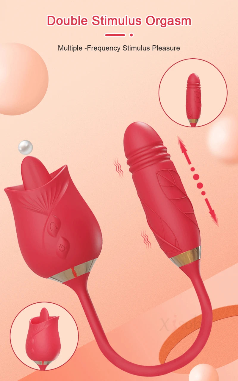 Licking Vibrator for Women Clitoral Nipple Stimulator Massager Thrusting Dildo 2 in 1 Sex Toy for Women Adult Sex Products
