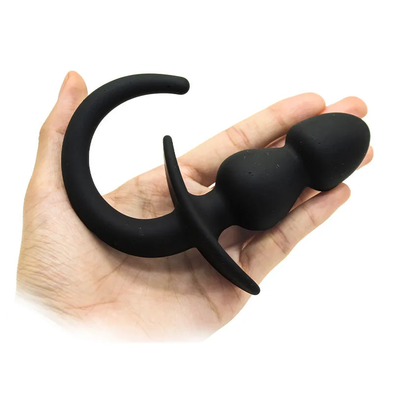 Factory Sales Silicone Dog Tail Luminous Anal Plug Puppy Play Anal Accessories G-Spot Prostate Massage Butt Plug Fetish Sex Toys