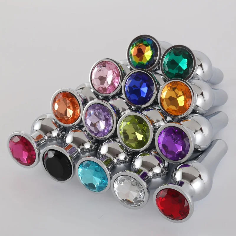 Smooth Stainless Steel Anal Plug Jeweled Butt Plug for Beginner G-spot Massager Sex Toys Dildo for Female Male Anal Beads S/M/L