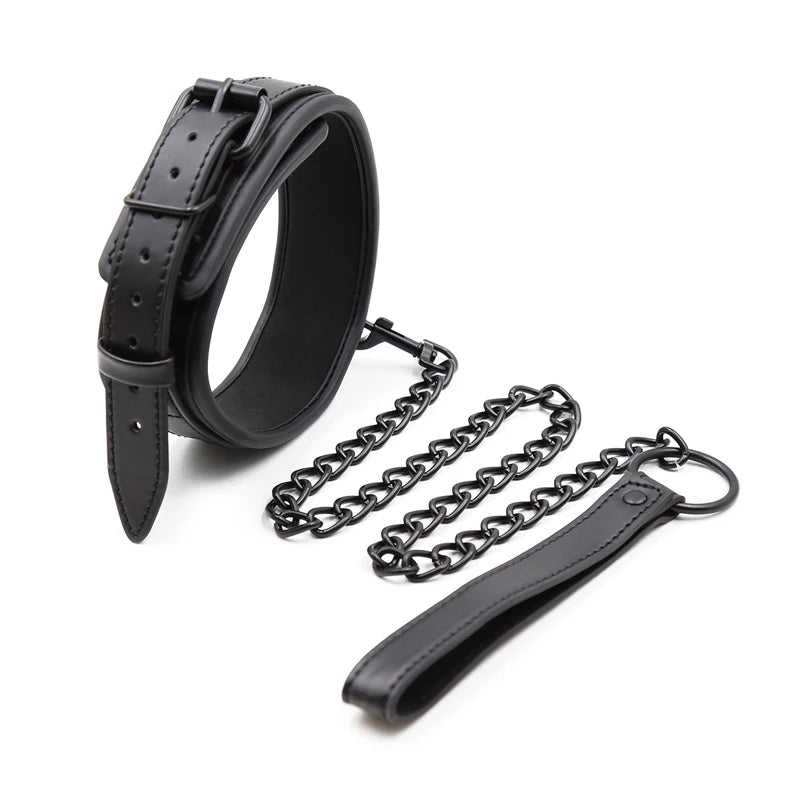 Bdsm Collar Leather Iron Chain Link Bdsm Slave Collars Bondage Collar Bdsm Sex Toys For Women Couples Adults Sexy Toys Sex Shop