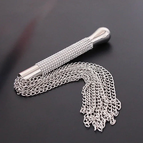 Adult Whip with Diamond Handle Heavy Chain BDSM Flogger for Couples Role Play and Seduction Sex Toy for Spanking and Teasing