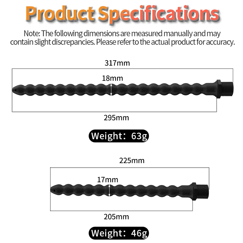 Silicone Long Anal Beads Plug Dilator Douche Enema Vagina Cleaning Kit Buttplug Syringe Shower Head Gay Sex Toy For Couples