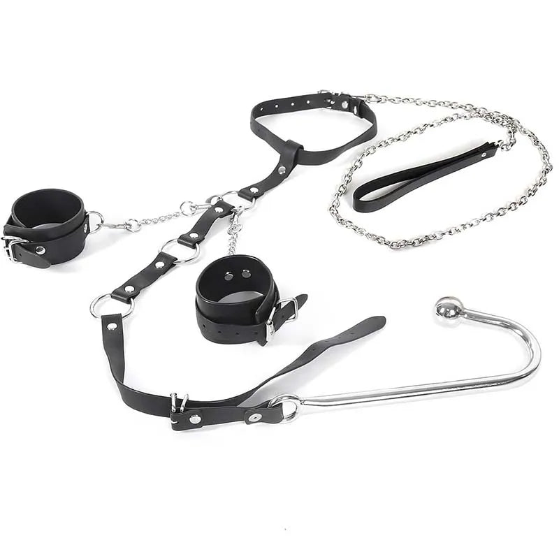 Sex Toy Set Anal Hooks Handcuffs PU SM BDSM Bondage Anal plugs Neck Restraint Backhanded Couple Flirt Sex Toys