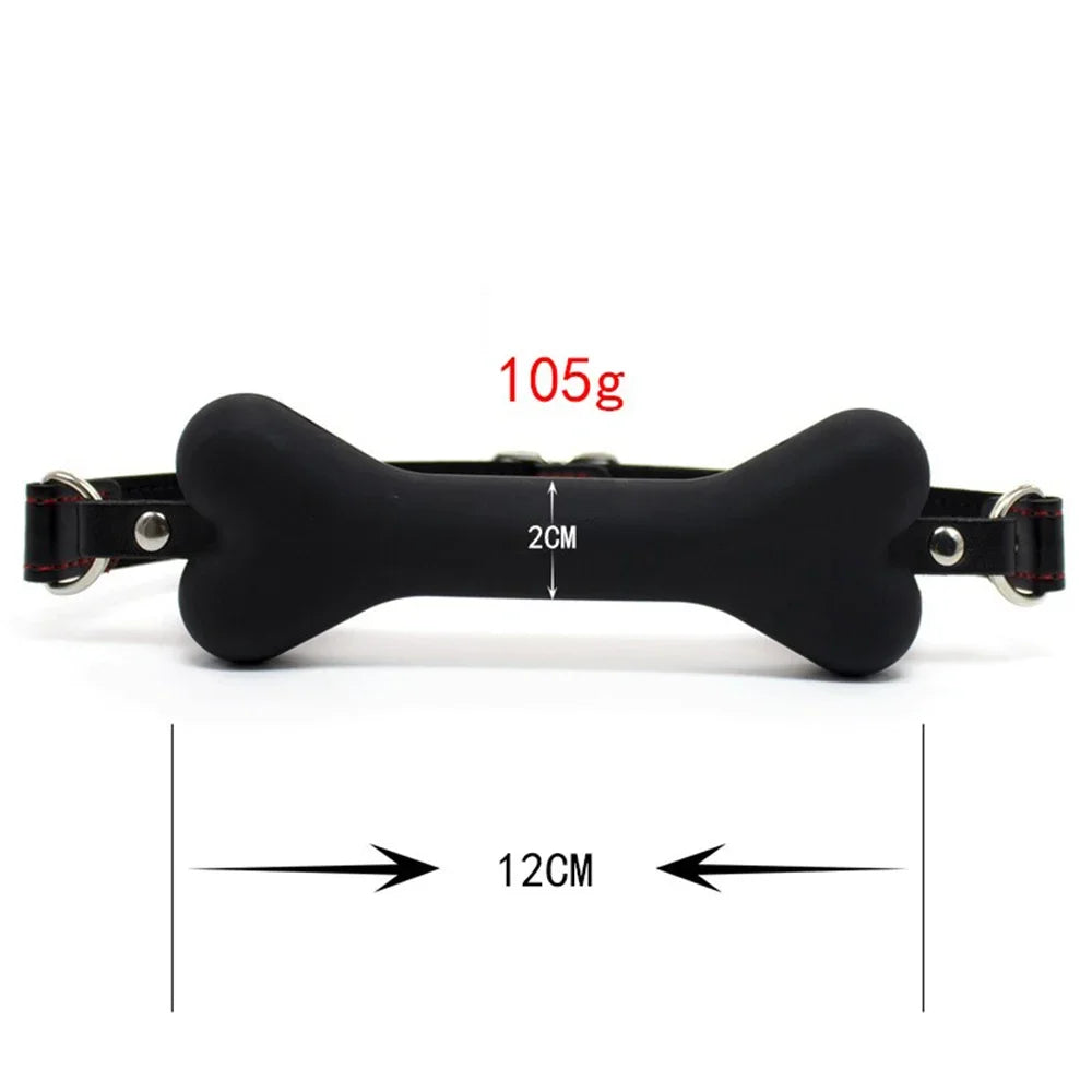Cute Solid Leather Harness Mouth Silicone Dog Bone Ball Gag BDSM mouthPlug Couples Flirting Sex Products Erotic toys Adult Games