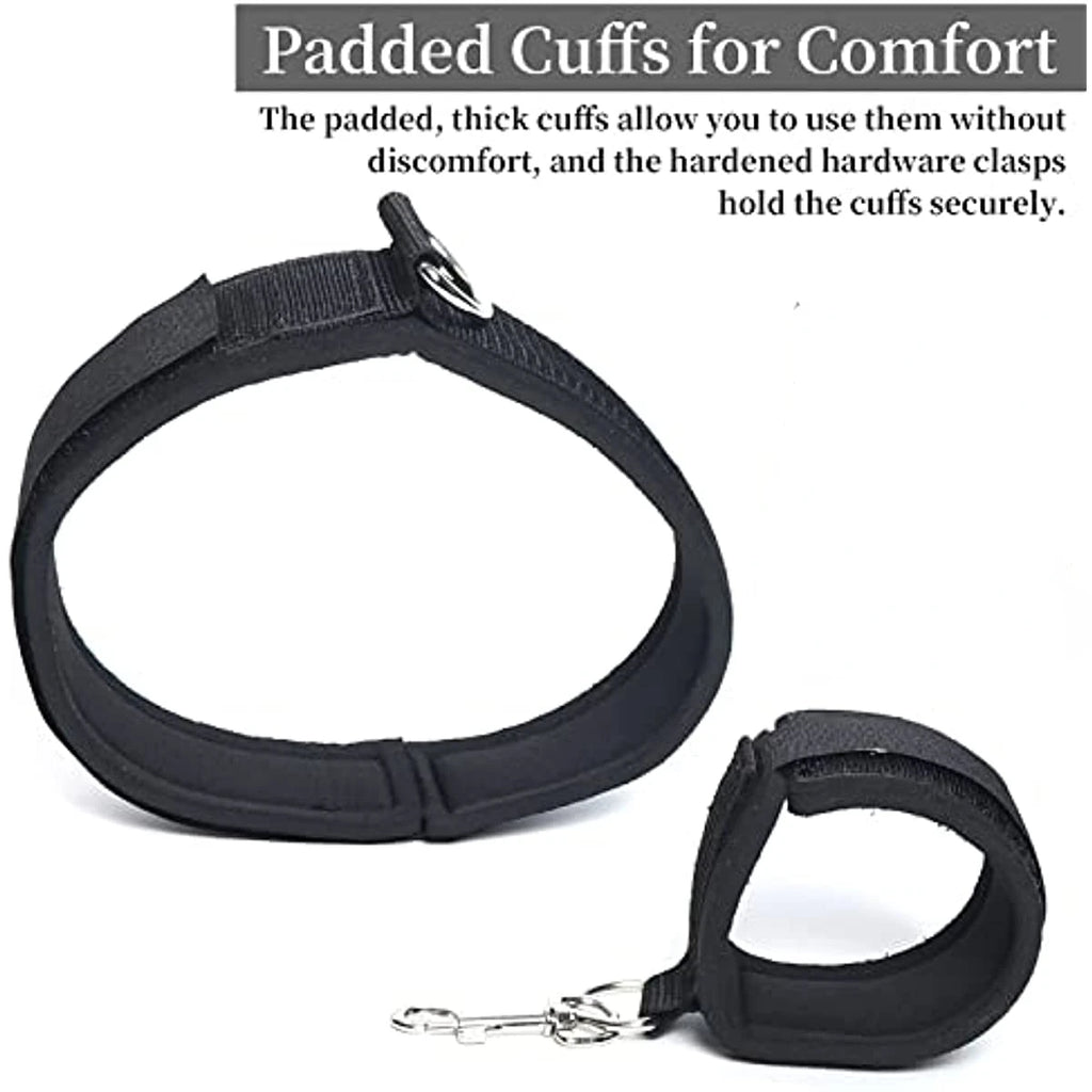 BDSM Sexy Bondage With Handcuffs Ankle Cuffs Adjustable Straps Breast Clip Oral Plug Adult Game Erotic Sex Toy for Women Couples
