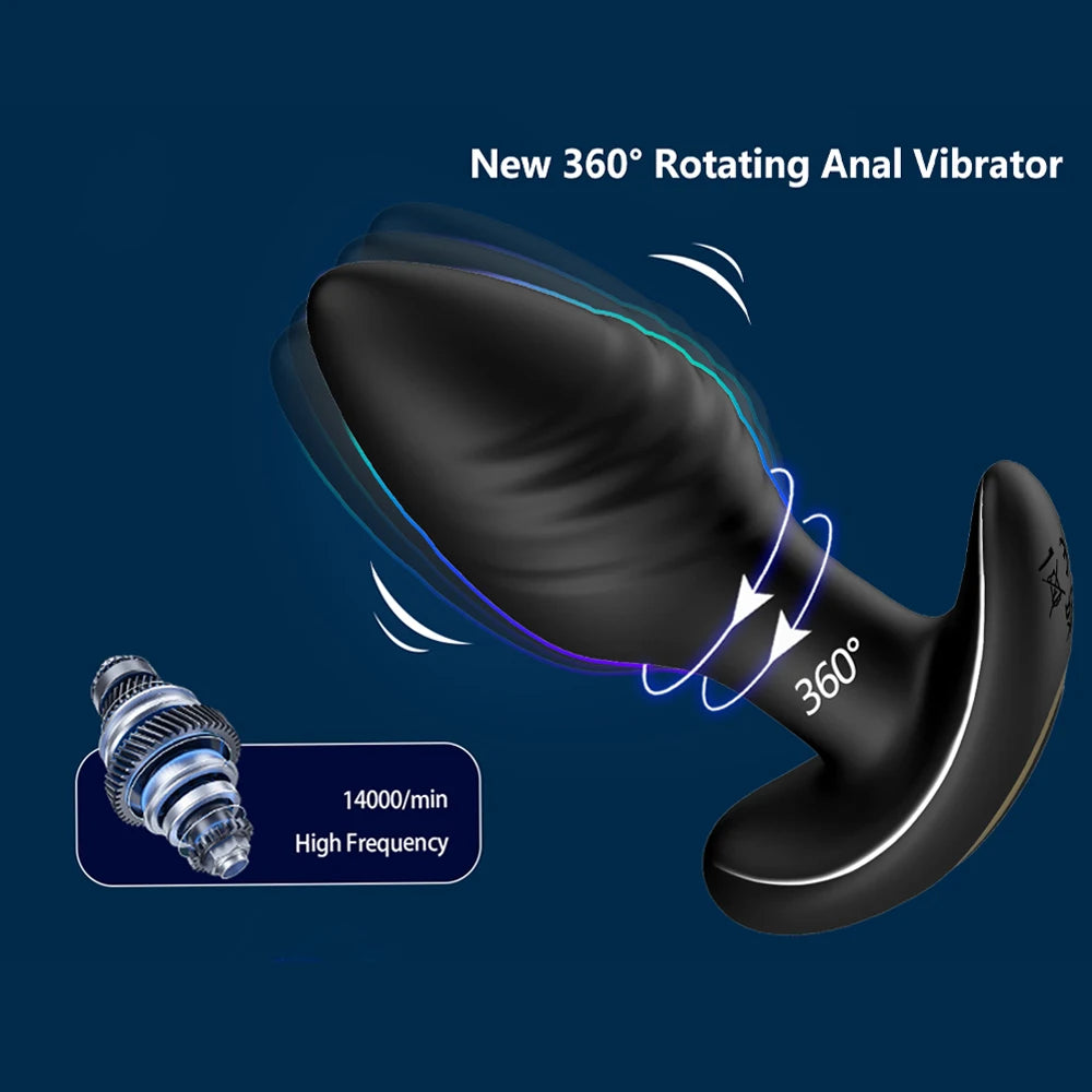 360° Rotation Adult Sex Toys for Men Prostate Massager Adult Toys Anal Plug Vibrating Butt Plug with 9 Vibrating Anal Toys