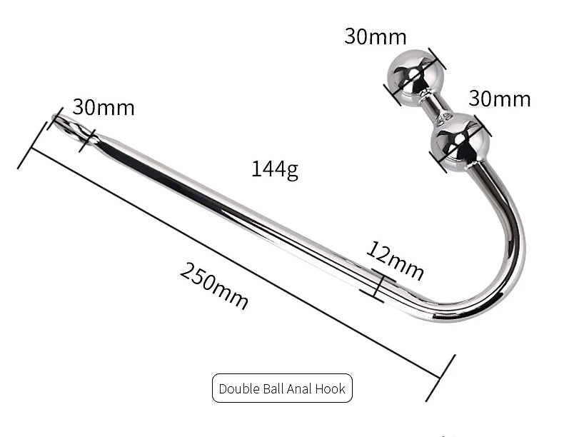 Stainless Steel Anal Hook With Anal Beads Hole Anal Hook Metal Butt Plug Anal Sex Toys Adult Product No Vibrator For Men Gay