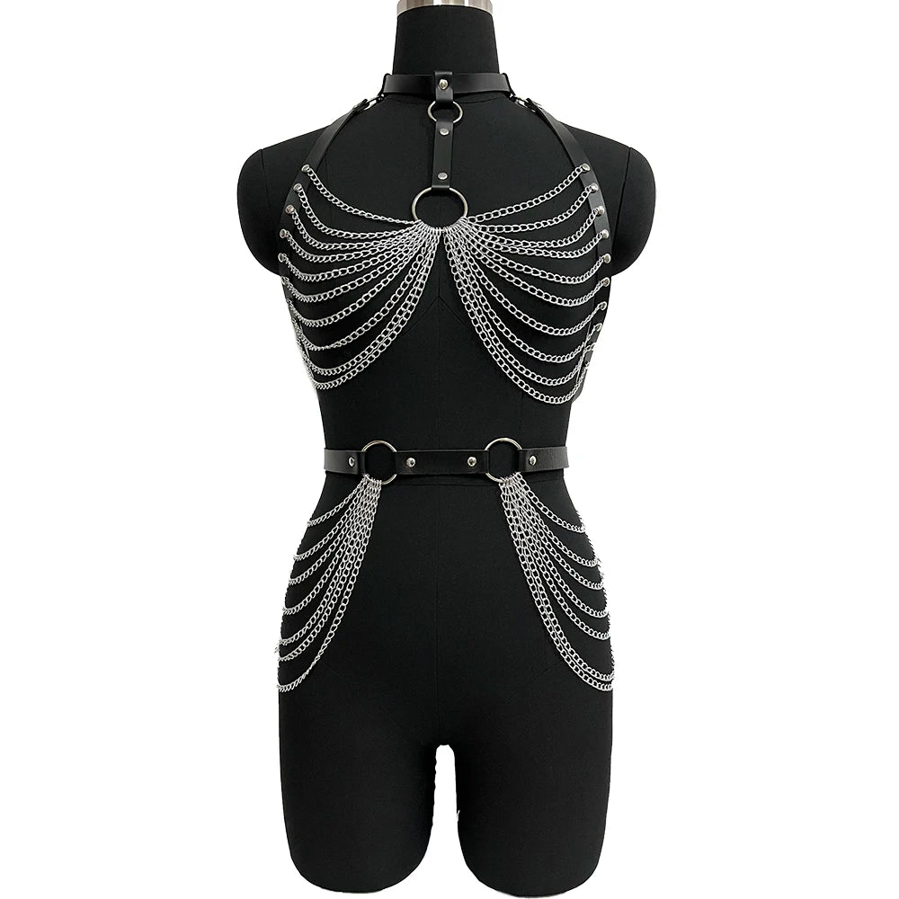 Women's Chain style Sexy Set with Adjustable BDSM Clothing Accessories Daily Couples Tight Binding Clothes Holiday Parties