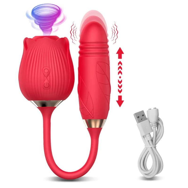 Licking Vibrator for Women Clitoral Nipple Stimulator Massager Thrusting Dildo 2 in 1 Sex Toy for Women Adult Sex Products