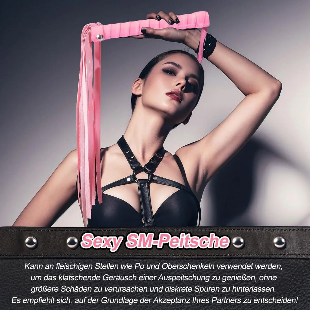 Restraint Flogger Adult Whip BDSM Sex Play Paddle with Tassels Role Play Slaves Punishment Spanking Whip for Couples Gay Flirt