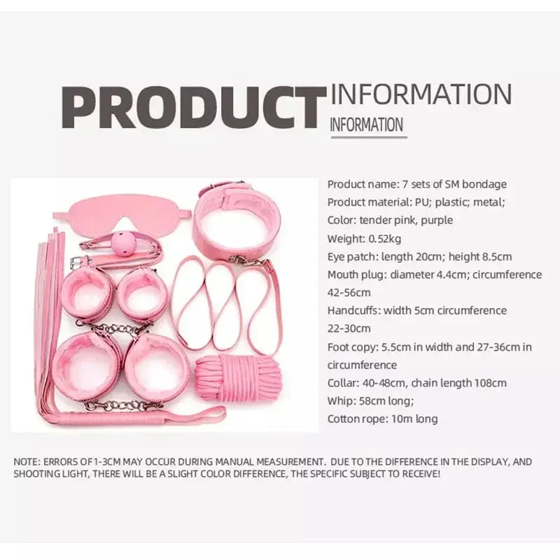 BDSM Kits Sexy Leather Plush Sex Bondage Set Handcuffs Sex Games Whip Gag Nipple Clamps Sex Toys For Couples Exotic Accessories
