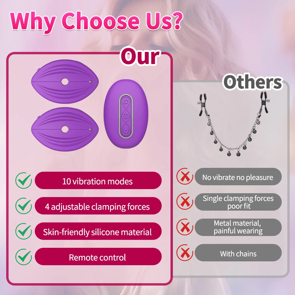 Nipple Clip Sex Toys Vibrator Nipple Stimulation Breast Massager Wireless Control Invisible Wear Female Orgasm Masturbator Adult